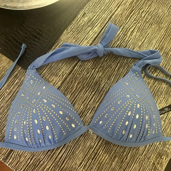 Miss Me Blue Studded Bikini Top - Picture 2 of 2